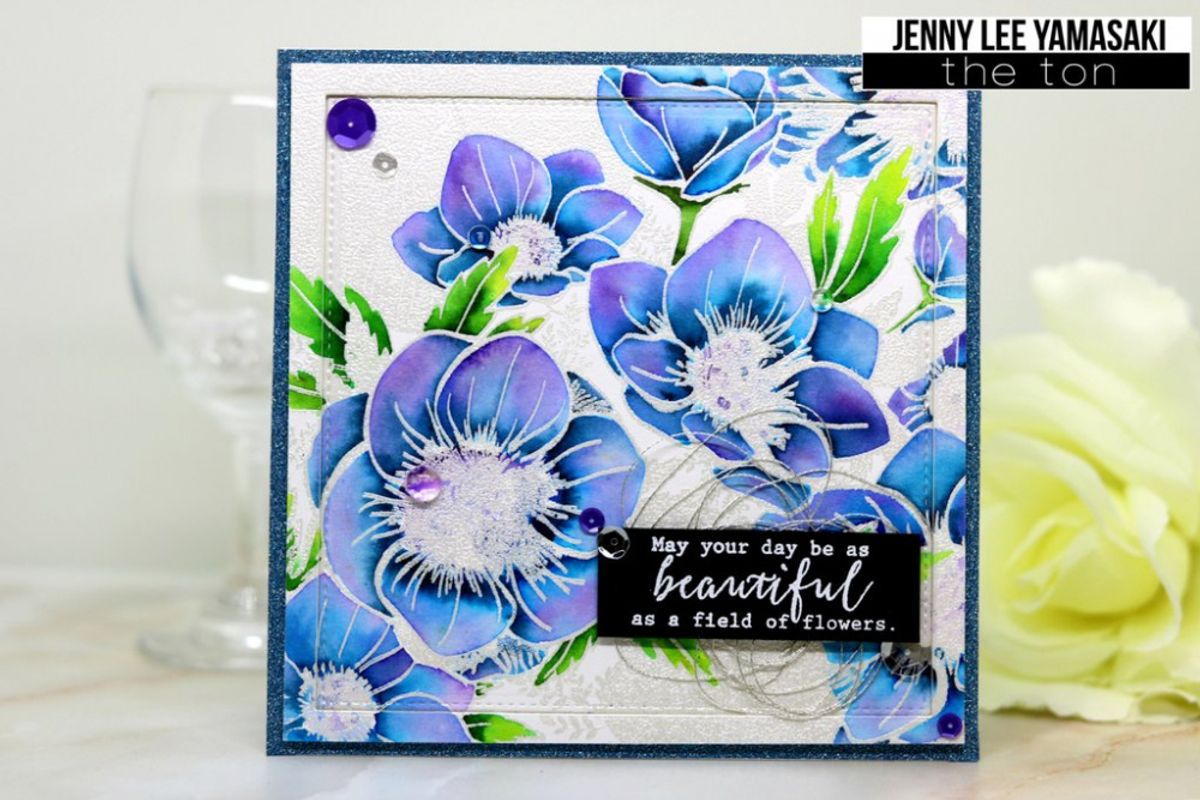 The Ton Anemone Garden Cling Background stamp