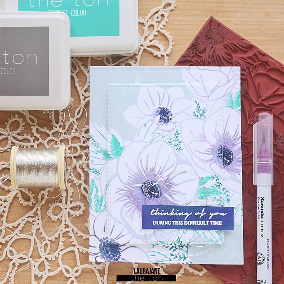 The Ton Anemone Garden Cling Background stamp