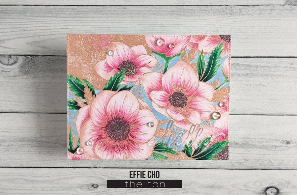 The Ton Anemone Garden Cling Background stamp