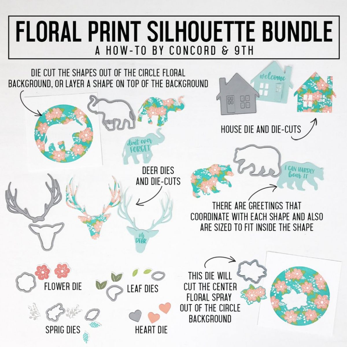 Concord & 9th Floral Print Silhouette Dies