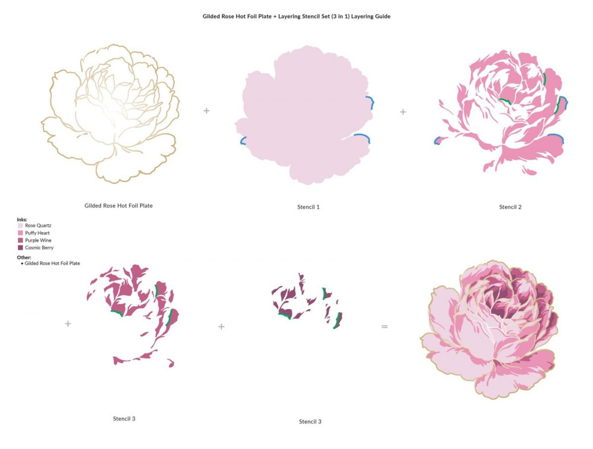 Altenew Gilded Rose Layering Stencil Set