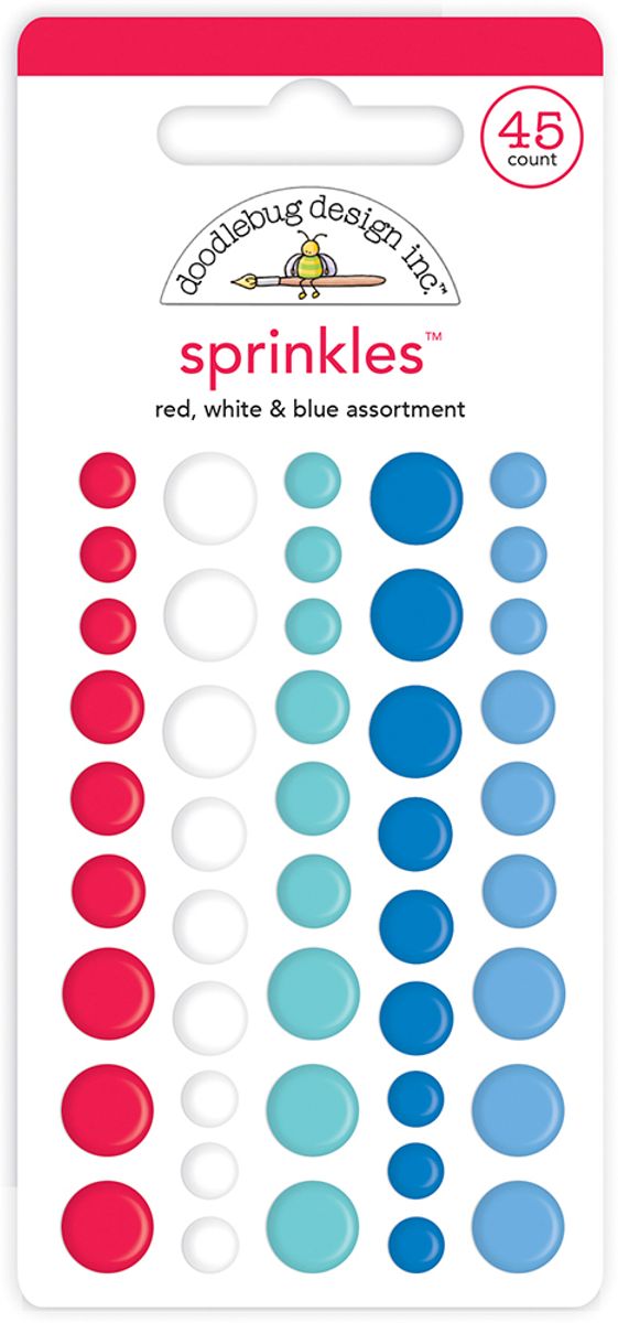 Doodlebug Design Red, White & Blue Assortment enamel dots