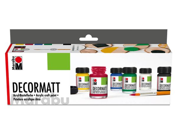 Hovedbilde Marabu Decormatt akryl hobbymaling 6 x 15 ml