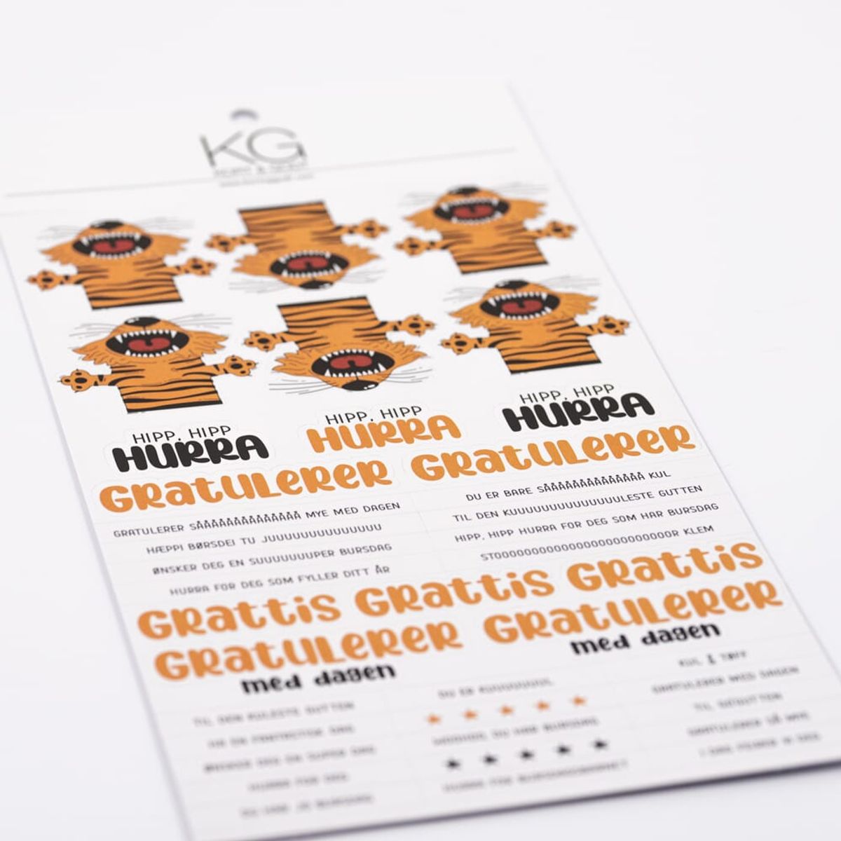 Kort & Godt Stickers Hurra Tiger