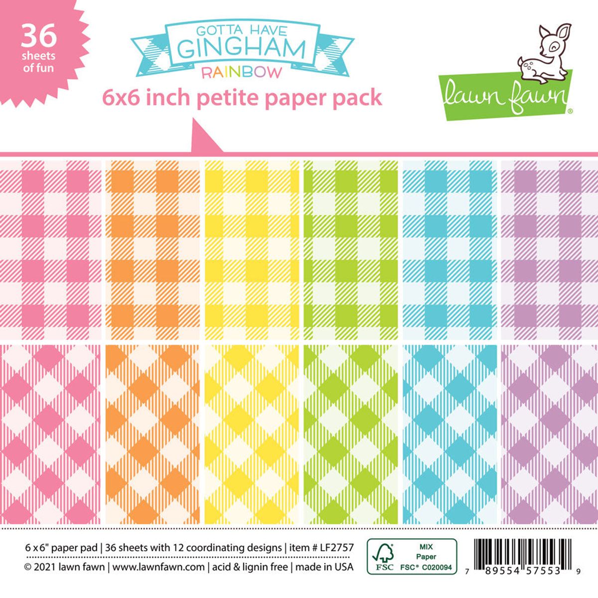 Lawn Fawn Gotta Have Gingham Rainbow Petite Paper Pack