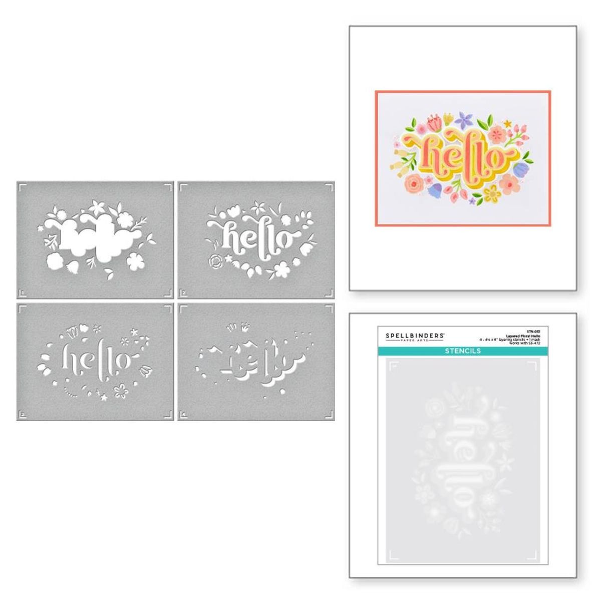 Spellbinders Floral Hello Stencil and Die Set