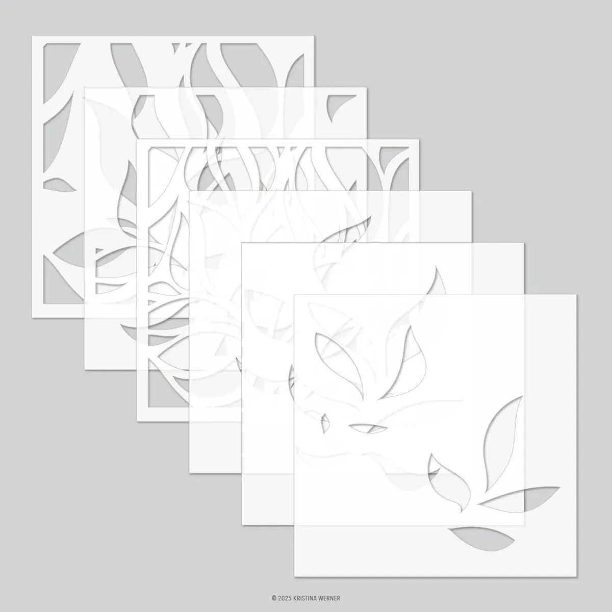 Kristina Werner Long Line Leaves Stencils