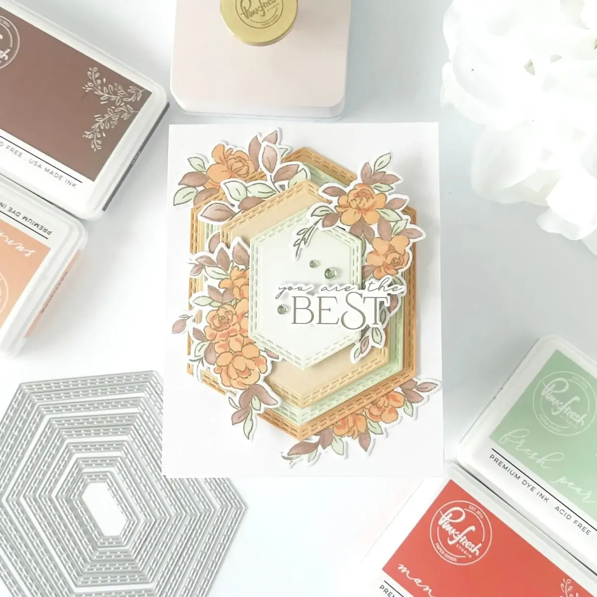Pinkfresh Studio Nested Hexagons: Double Stitch