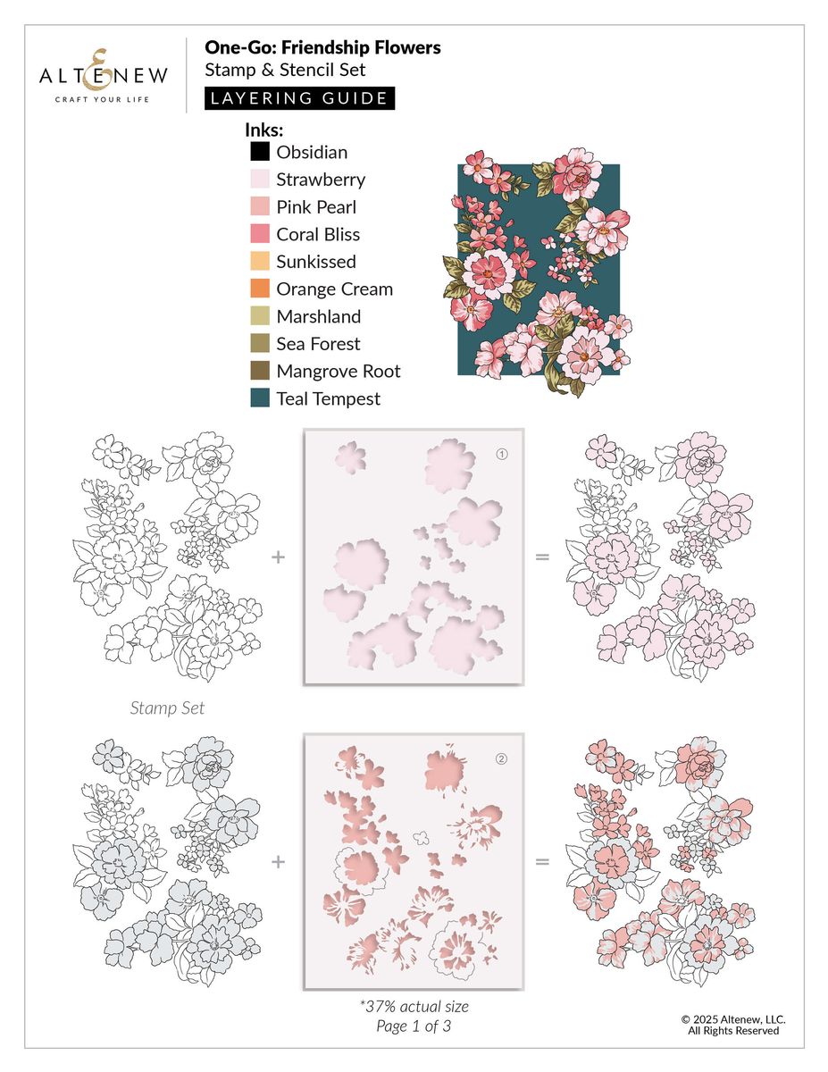 Altenew One-Go: Friendship Flowers Stencil Set