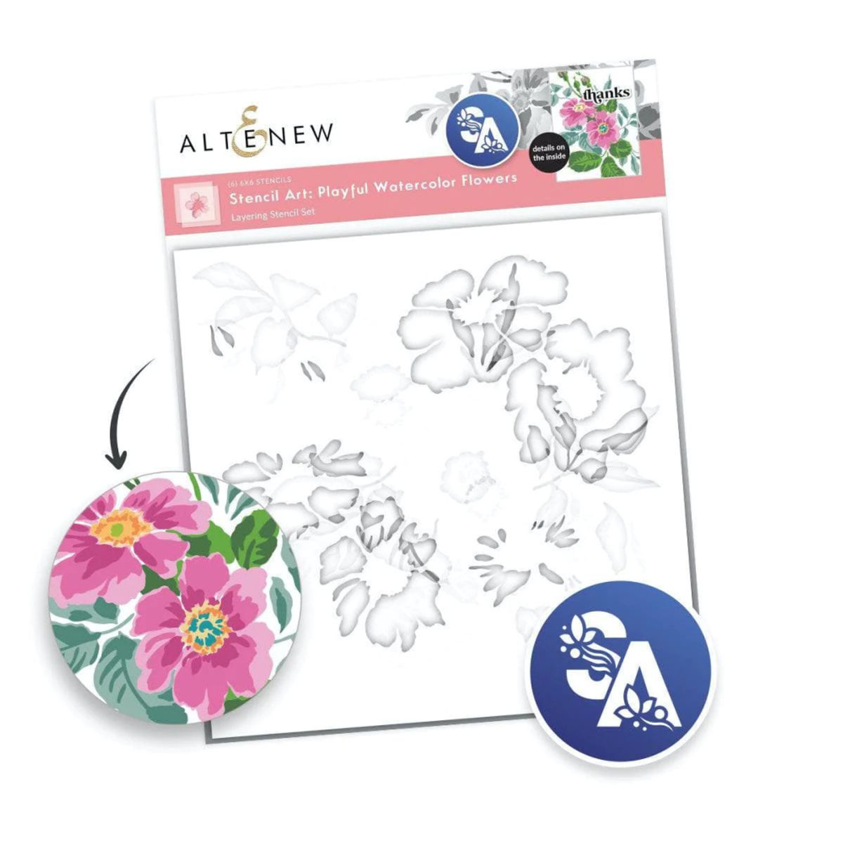 Altenew Stencil Art: Playful Watercolor Flowers