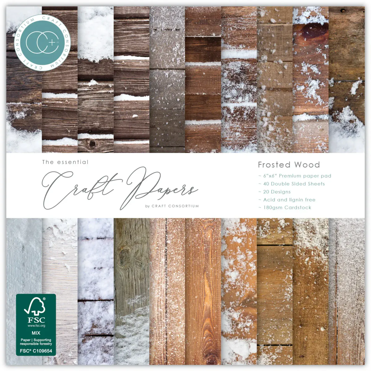Craft Consortium 6x6 Paper Pad Ink Drops - Frosted Wood